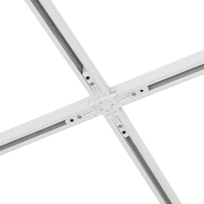 Modernes Schienensystem mit 6 Strahlern und 4 Pendelleuchten Beige und Weiß 1-phasig - Slimline Uzzy Keno