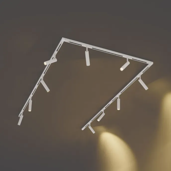 Modernes Schienensystem mit 10 Strahlern weiß 1-phasig - Slimline Uzzy