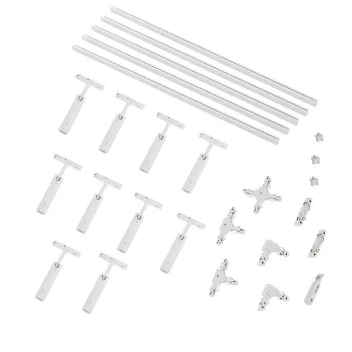 Modernes Schienensystem mit 10 Strahlern weiß 1-phasig - Slimline Uzzy