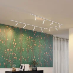 Modernes Schienensystem mit 10 Strahlern weiß 1-phasig - Slimline Uzzy