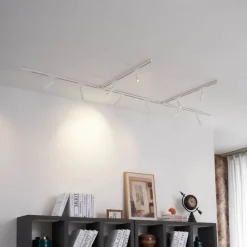 Modernes Schienensystem mit 10 Strahlern weiß 1-phasig - Slimline Uzzy