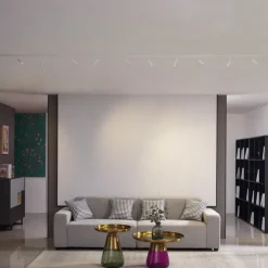 Modernes Schienensystem mit 10 Strahlern weiß 1-phasig - Slimline Uzzy