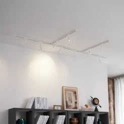 Modernes Schienensystem mit 10 Strahlern weiß 1-phasig - Slimline Uzzy