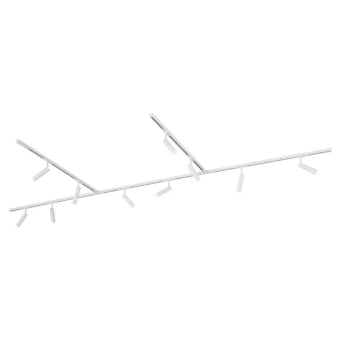 Modernes Schienensystem mit 10 Strahlern weiß 1-phasig - Slimline Uzzy