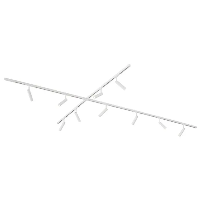 Modernes Schienensystem mit 10 Strahlern weiß 1-phasig - Slimline Uzzy