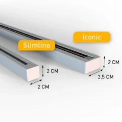 Modernes Schienensystem mit 10 Strahlern weiß 1-phasig - Slimline Uzzy