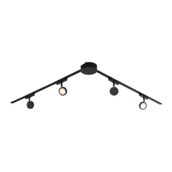 Modernes Schienensystem mit 4 schwarzen Strahlern 1-phasig - Magnetic Lance