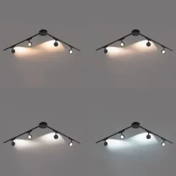 Modernes Schienensystem mit 4 schwarzen Strahlern 1-phasig - Magnetic Lance