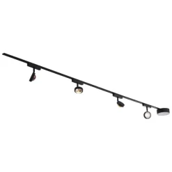 Modernes Schienensystem mit 4 schwarzen Strahlern 1-phasig - Magnetic Lance