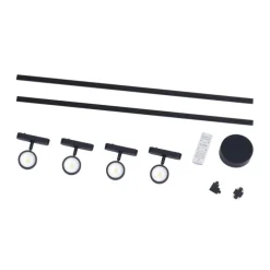 Modernes Schienensystem mit 4 schwarzen Strahlern 1-phasig - Magnetic Lance