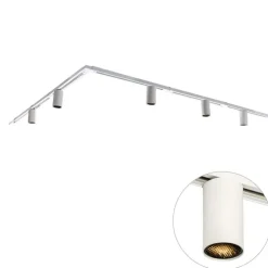 Modernes Schienensystem mit 5 weißen Strahlern 1-phasig GU10 50mm - Iconic Ruby