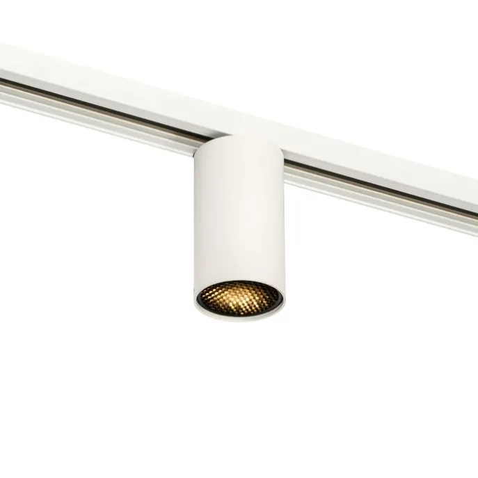 Modernes Schienensystem mit 5 weißen Strahlern 1-phasig GU10 50mm - Iconic Ruby