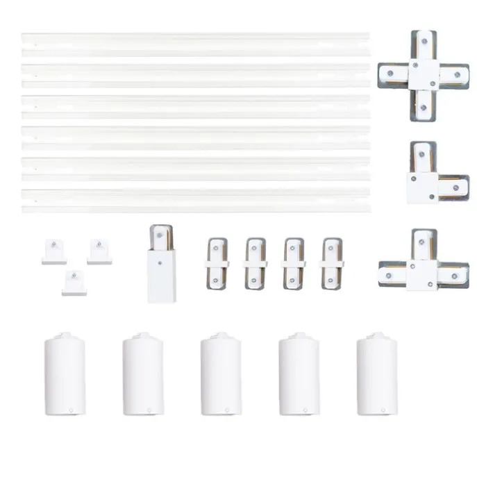 Modernes Schienensystem mit 5 weißen Strahlern 1-phasig GU10 50mm - Iconic Ruby