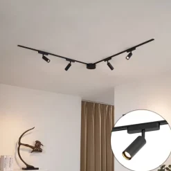 Modernes Schienensystem mit 4 schwarzen Strahlern 1-phasig - Magnetic Samson