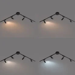 Modernes Schienensystem mit 4 schwarzen Strahlern 1-phasig - Magnetic Samson