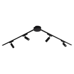 Modernes Schienensystem mit 4 schwarzen Strahlern 1-phasig - Magnetic Samson