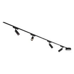 Modernes Schienensystem mit 4 schwarzen Strahlern 1-phasig - Magnetic Samson