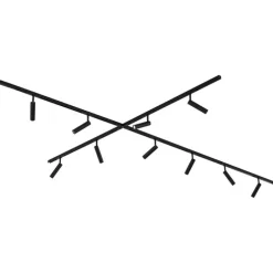 Modernes Schienensystem mit 10 schwarzen Strahlern 1-phasig - Slimline Uzzy