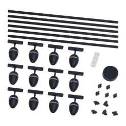 Modernes Schienensystem mit 12 schwarzen Strahlern 1-phasig - Magnetic Eggy