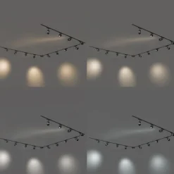 Modernes Schienensystem mit 12 schwarzen Strahlern 1-phasig - Magnetic Eggy