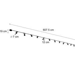 Modernes Schienensystem mit 12 schwarzen Strahlern 1-phasig - Magnetic Eggy