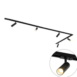 Modernes Schienensystem mit 5 Strahlern Schwarz 1-Phasen GU10 35mm - Iconic Jeana Luxe