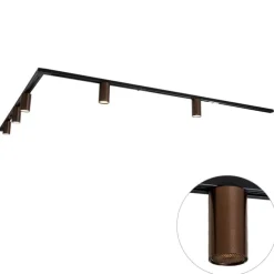 Modernes Schienensystem mit 5 dunkelbronzefarbenen Strahlern 1-phasig GU10 50mm - Iconic Ruby