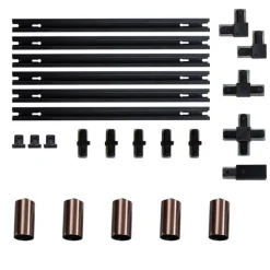 Modernes Schienensystem mit 5 dunkelbronzefarbenen Strahlern 1-phasig GU10 50mm - Iconic Ruby