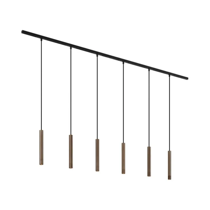 Modernes Schienensystem mit 6 Pendelleuchten Bronze 1-phasig - Slimline Keno