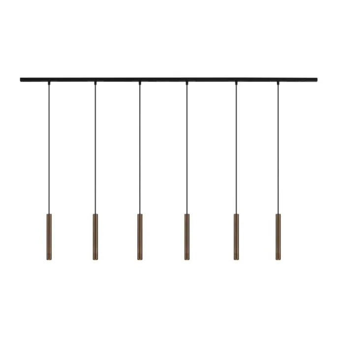 Modernes Schienensystem mit 6 Pendelleuchten Bronze 1-phasig - Slimline Keno