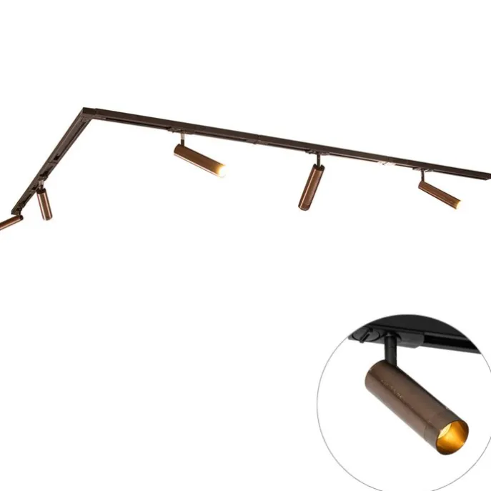 Modernes Schienensystem mit 5 Strahlern Dunkelbronze 1-phasig GU10 35mm - Iconic Jeana Luxe