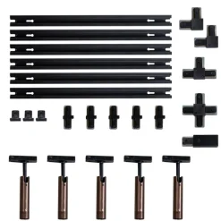 Modernes Schienensystem mit 5 Strahlern Dunkelbronze 1-phasig GU10 35mm - Iconic Jeana Luxe