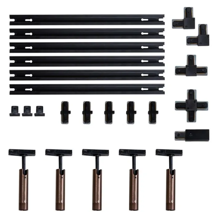 Modernes Schienensystem mit 5 Strahlern Dunkelbronze 1-phasig GU10 35mm - Iconic Jeana Luxe