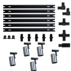 Modernes Schienensystem mit 5 Spots in Gunmetal, 1-phasig - Iconic Jeana