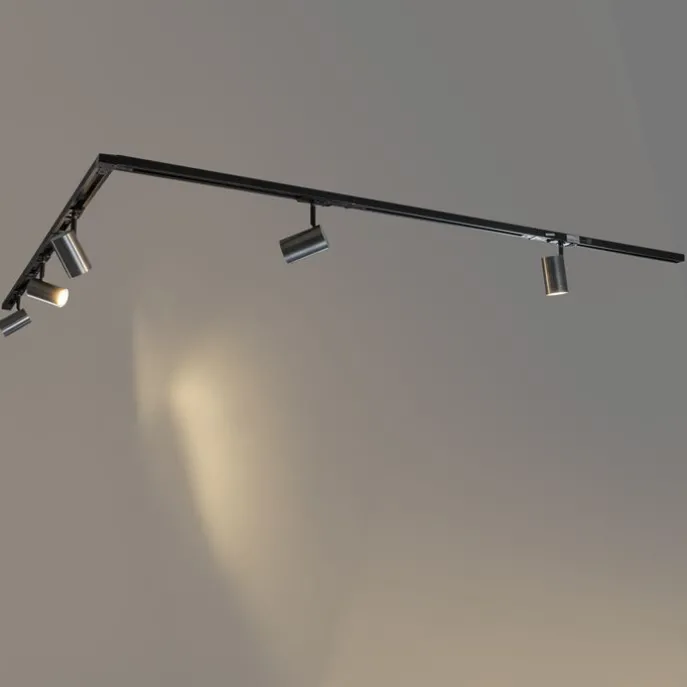 Modernes Schienensystem mit 5 Spots in Gunmetal, 1-phasig - Iconic Jeana