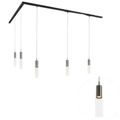 Modernes Schienensystem mit 5 Gunmetal-Pendelleuchten 1-phasig - Iconic Lloyd