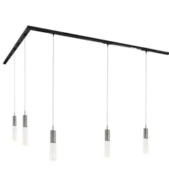 Modernes Schienensystem mit 5 Gunmetal-Pendelleuchten 1-phasig - Iconic Lloyd