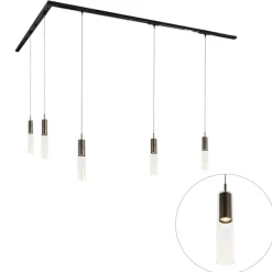Modernes Schienensystem mit 5 Pendelleuchten Dunkelbronze 1-phasig - Iconic Lloyd