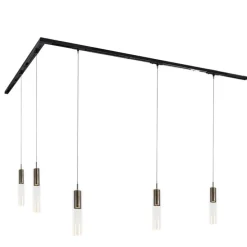 Modernes Schienensystem mit 5 Pendelleuchten Dunkelbronze 1-phasig - Iconic Lloyd