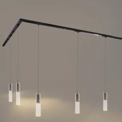 Modernes Schienensystem mit 5 Pendelleuchten Dunkelbronze 1-phasig - Iconic Lloyd