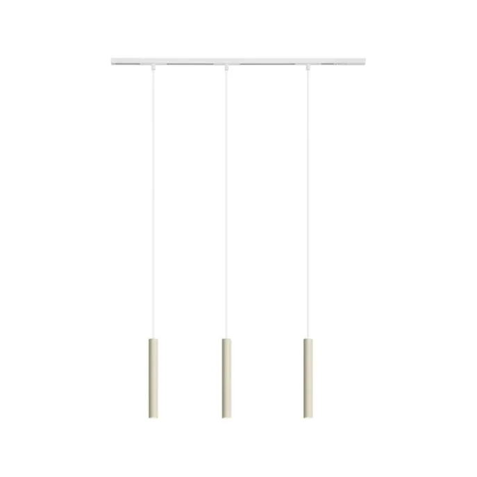 Modernes Schienensystem mit 3 Pendelleuchten Beige und Weiß 1-phasig - Slimline Keno