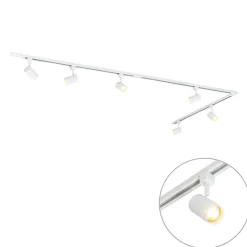 Modernes Schienensystem mit 6 weißen Strahlern 1-phasig 300cm - Iconic Jeana