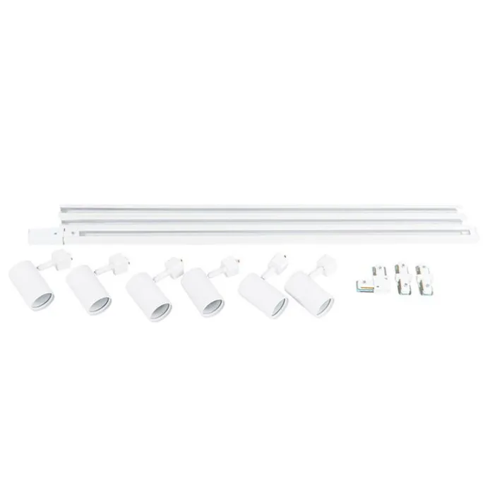 Modernes Schienensystem mit 6 weißen Strahlern 1-phasig 300cm - Iconic Jeana