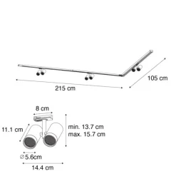Modernes Schienensystem mit 3 Strahlern Weiß 1-phasig - Iconic Scopio
