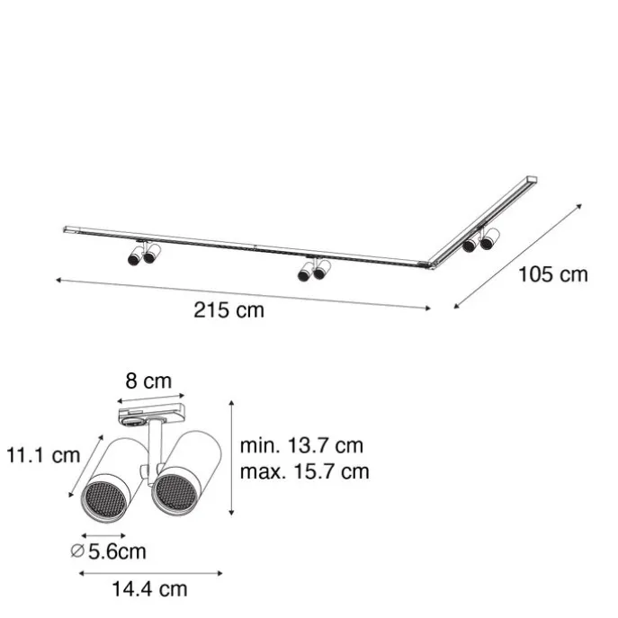 Modernes Schienensystem mit 3 Strahlern Weiß 1-phasig - Iconic Scopio