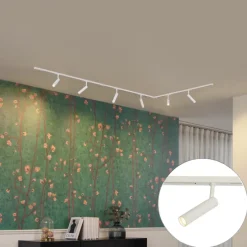 Modernes Schienensystem mit 6 weißen Strahlern 1-phasig - Slimline Uzzy