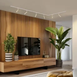 Modernes Schienensystem mit 6 Strahlern Beige und Weiß 1-phasig - Slimline Uzzy