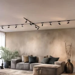 Modernes Schienensystem mit 12 schwarzen Strahlern 1-phasig 600 cm - Magnetic Gert