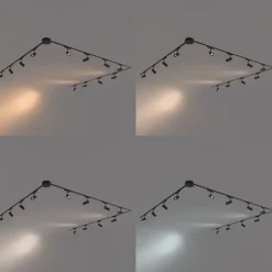 Modernes Schienensystem mit 12 schwarzen Strahlern 1-phasig 600 cm - Magnetic Gert