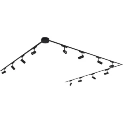 Modernes Schienensystem mit 12 schwarzen Strahlern 1-phasig 600 cm - Magnetic Gert